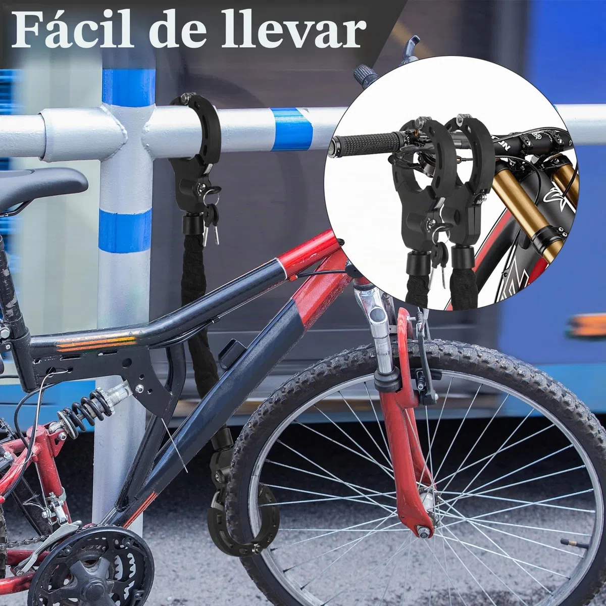 KOMABLEN Candado Patinete Electrico, Candado Bicicleta Antirrobo, Resistente Candado para Moto, Candado Esposas Bike Lock para Scooters, Bicicletas, Serrure à menottes pour scooter électrique