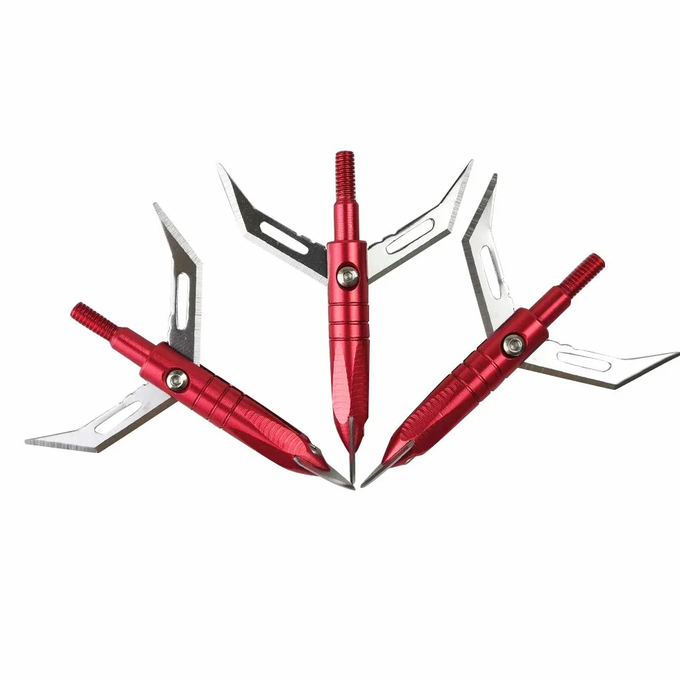 10pcs Puntas de Flechas Puntas de Caza de Tiro con Arco 3 Cuchillas fijas de 100 Granos para Arco Compuesto y Ballesta