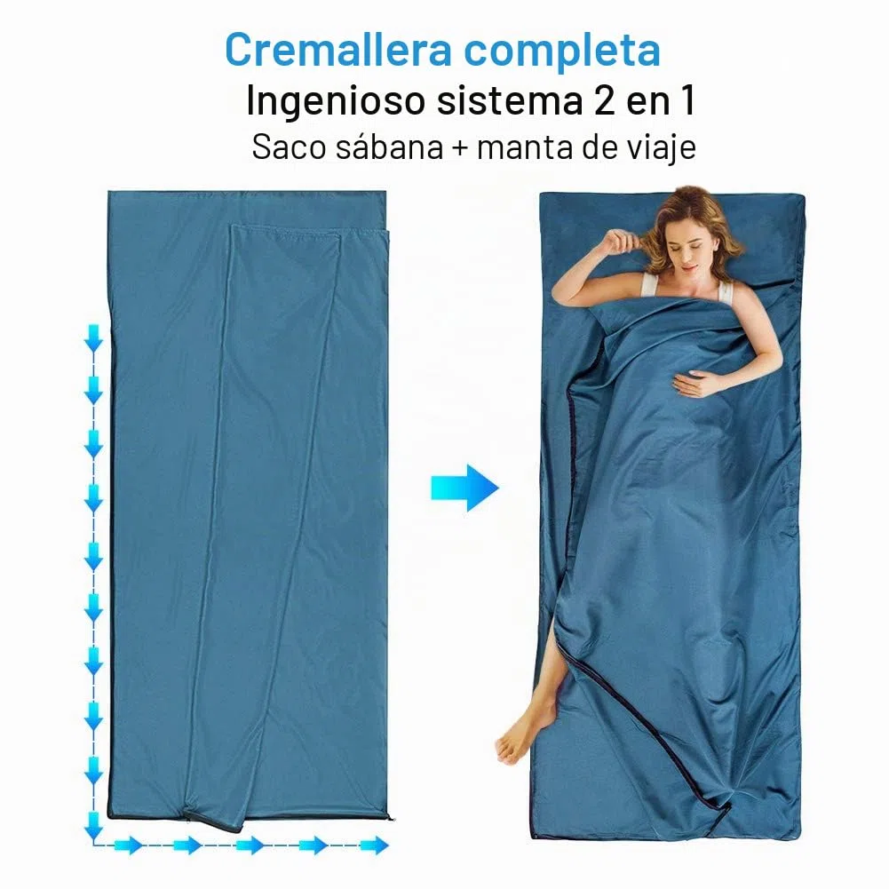 Saco Sabana de Dormir - Suave y Ligero, 220x95cm - Facil de Transportar y Cuidar cabaña Saco de Dormir, Ideal como Sabana Saco para Camping, Hostales, Hoteles y Viajes de Verano.