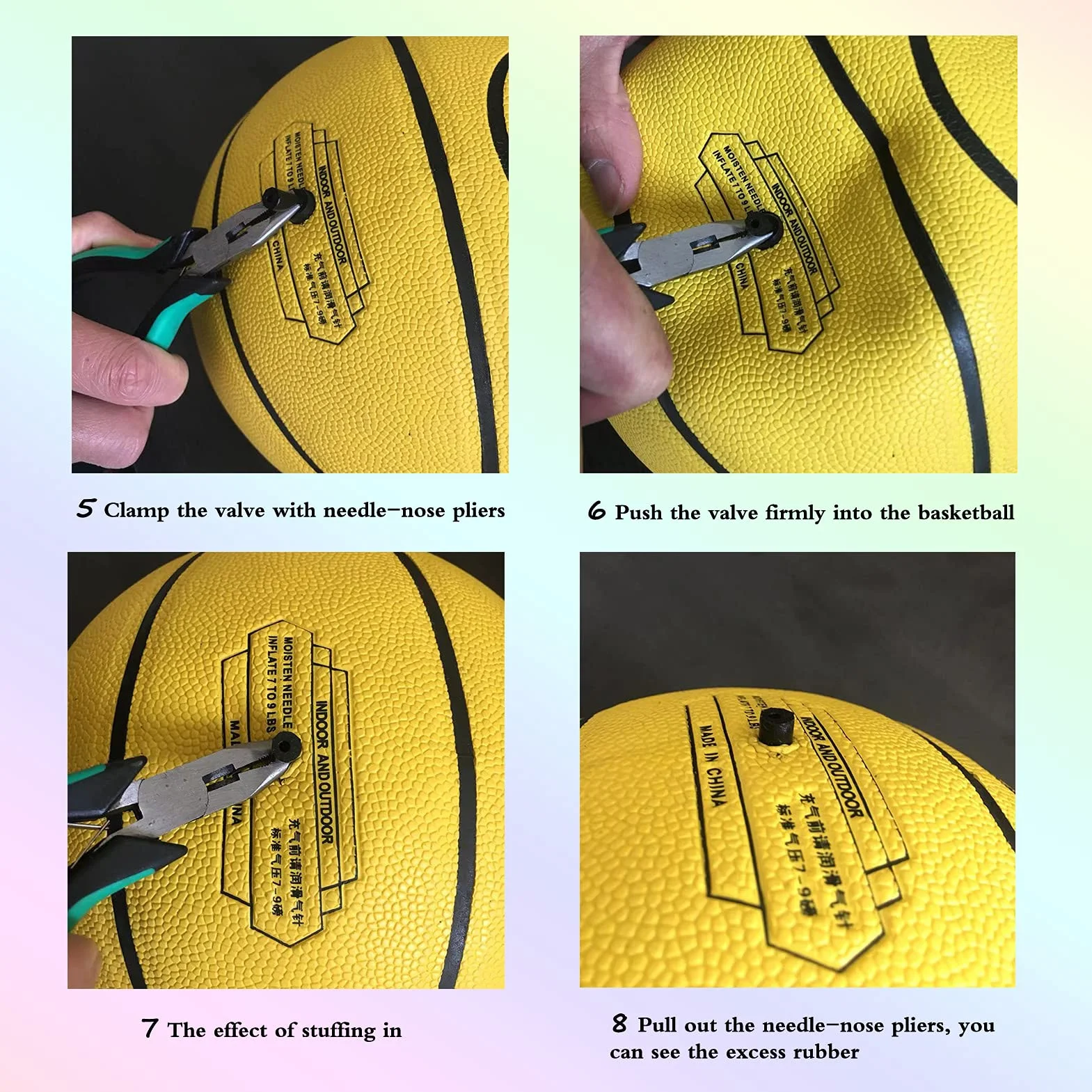 Válvula de Repuesto de válvula de Baloncesto, Kit de reparación de Fugas de Pelota Deportiva, médico de Pelota Deportiva, válvula Blanca y Negra, Adecuada para Baloncesto, fútbol, Voleibol, Paquete 1