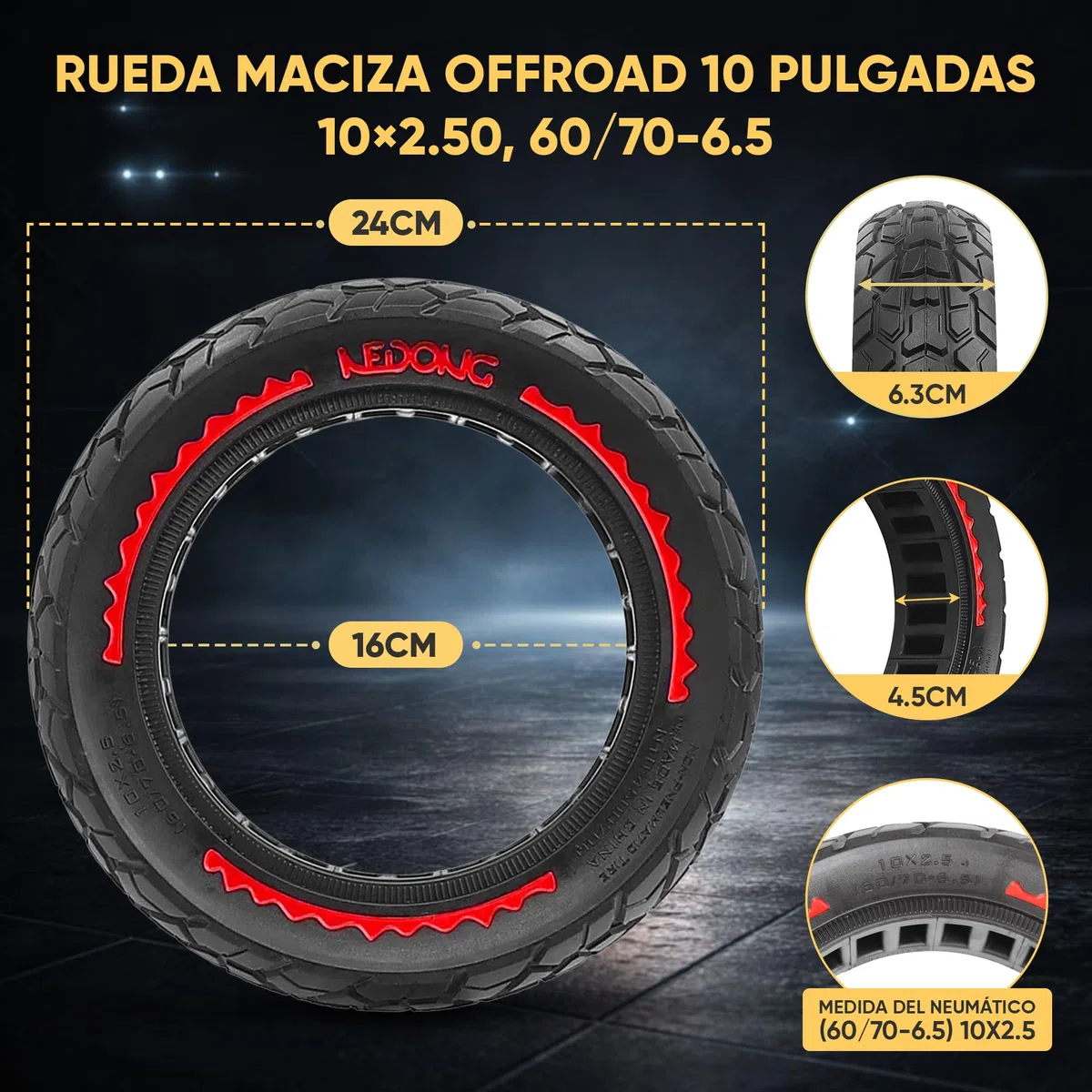 ANSENI Rueda Maciza 60/70-6.5,Neumatico 10 pulgadas 10x2.50-6.5, Rueda Antipinchazo compatible con Patinete Xiaomi 5/5 Pro/5 Max,Segway Ninebot E3 E,Ninebot Max G30/G30D,Smartgyro K2 (2 Ruedas)