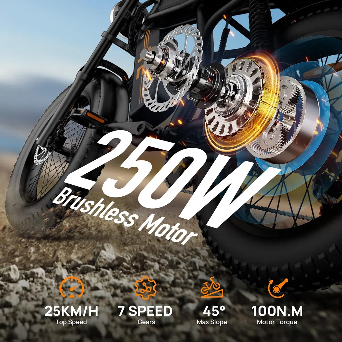 URLIFE 20" x 4 Bicicleta Eléctrica para Adultos, E-Bike de Montaña con Batería Extraíble 48V 15.6Ah, Autonomía 120km, LCD Pantalla, 7 Velocidades, Todo Terreno con Suspensión Completa
