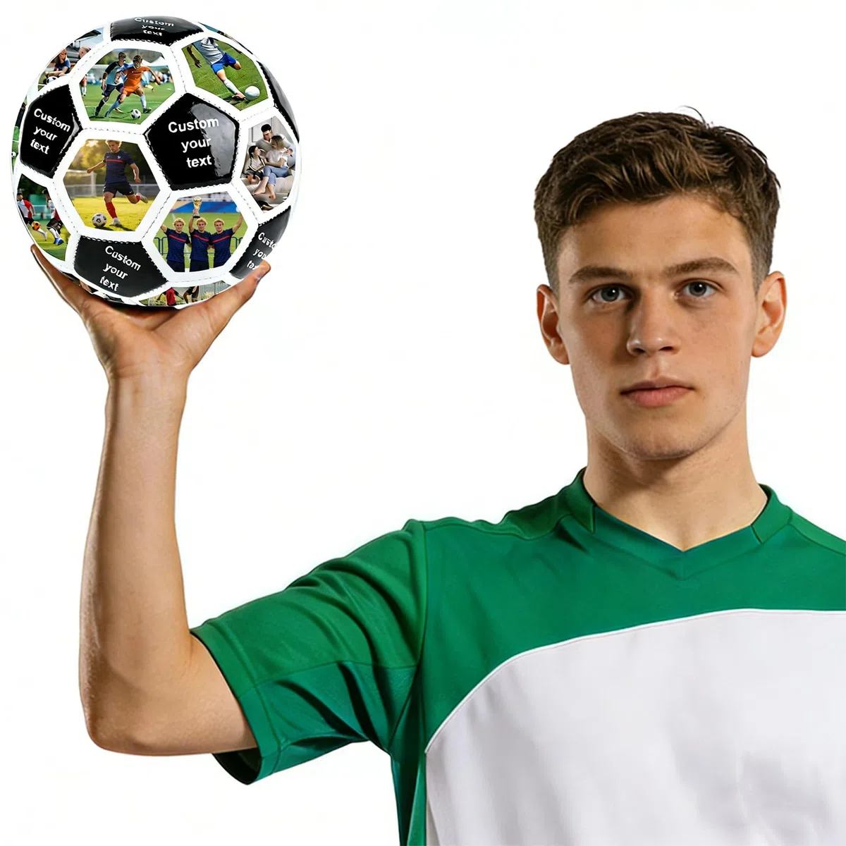 Balon Futbol Personalizado con 16 Foto y Texto Nombre, Pelota Futbol Creativo Regalo de Fútbol para Aficionados al Fútbol, Entrenadores y Equipos, Ideal para Entrenamiento, Partido y Colección