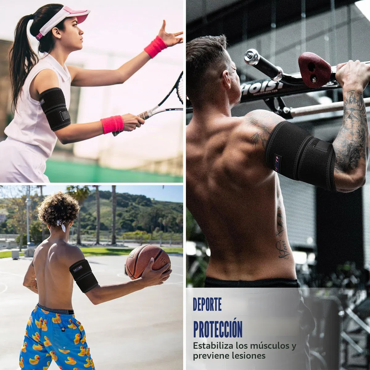 beister Soporte de compresión para brazo superior (individual), soporte para tendinitis del bíceps para hombres y mujeres con 4 correas de presión, manga de compresión para tríceps y envoltura para