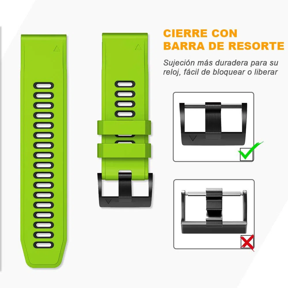 NotoCity Correa para Garmin Fenix 6x/6x pro, Quickfit 26mm para Fenix 7x/7x pro/5x/5x plus/3/3HR, Fenix 8/8 pro 51mm, Silicona Correa para Garmin Tactix 8 51mm, Enduro 2/3