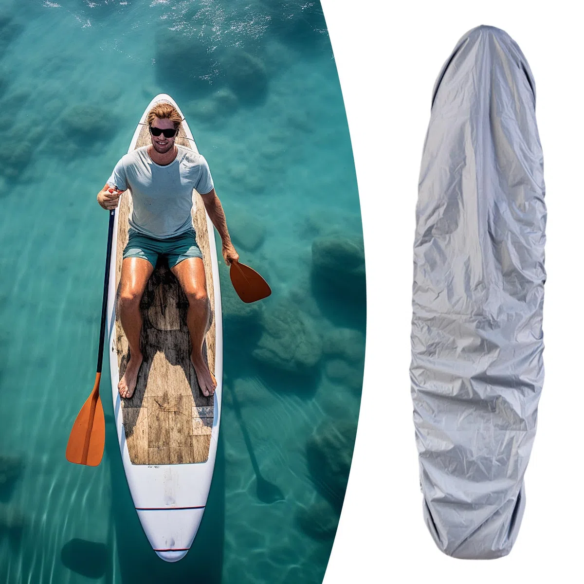 Funda para Paddle Board - Protector De Tabla De Surf Reforzado | Cubierta Impermeable Antideslizante para Piragüismo en Playa Camping Tablas de Surf y Embarcaciones