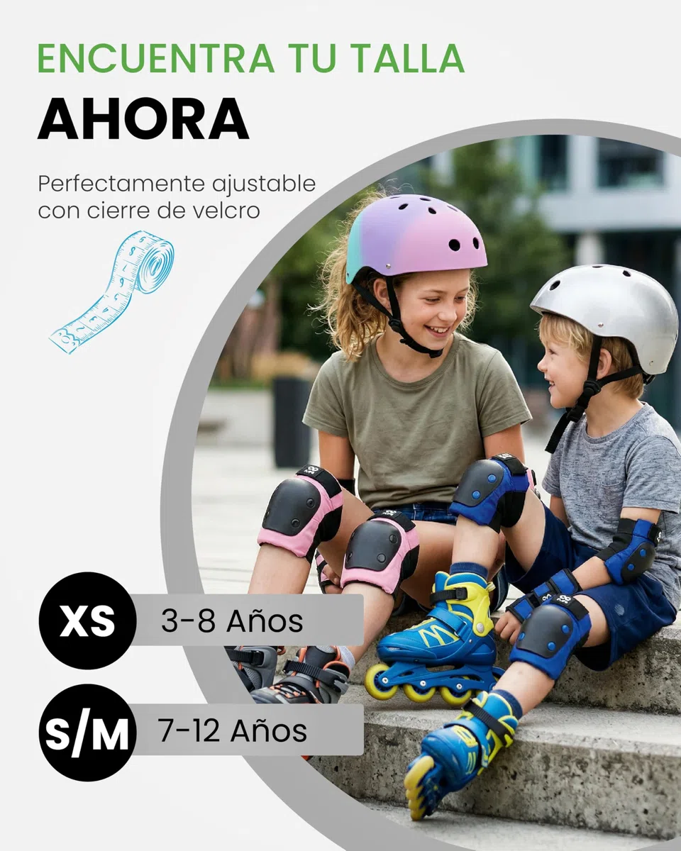 99FLIPS Protecciones Patines Niña - Rodilleras y Coderas Niña, Protectores Niño - Rodilleras Niño - Slide - Talla XS - Negro ARCOÍRIS - Monopatín, Patines en Línea, BMX