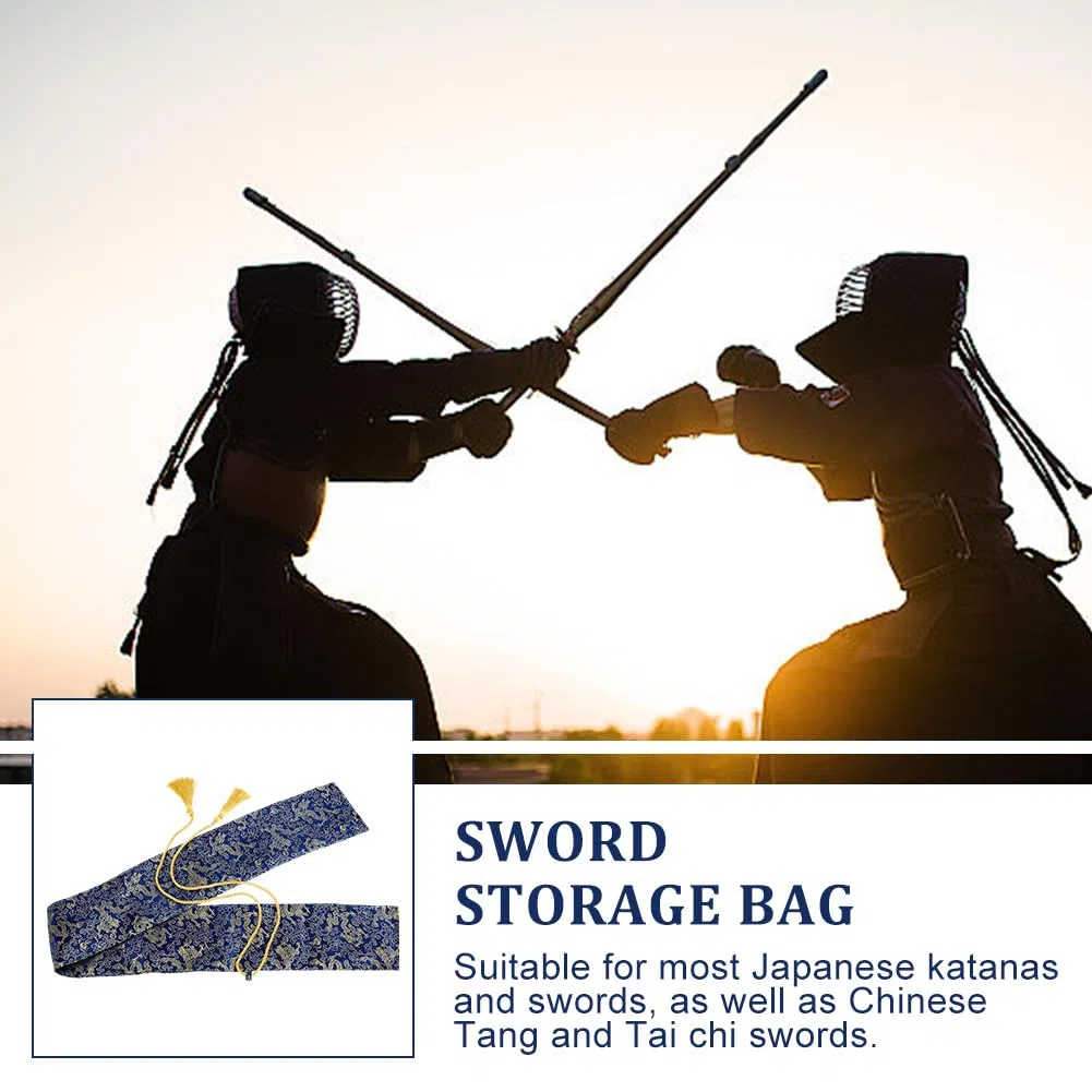 3 bolsas para espadas de 1,3 m de largo, funda de transporte de seda sintética Katana, bolsa de almacenamiento de espadas, funda de tela de seda para almacenamiento de espadas