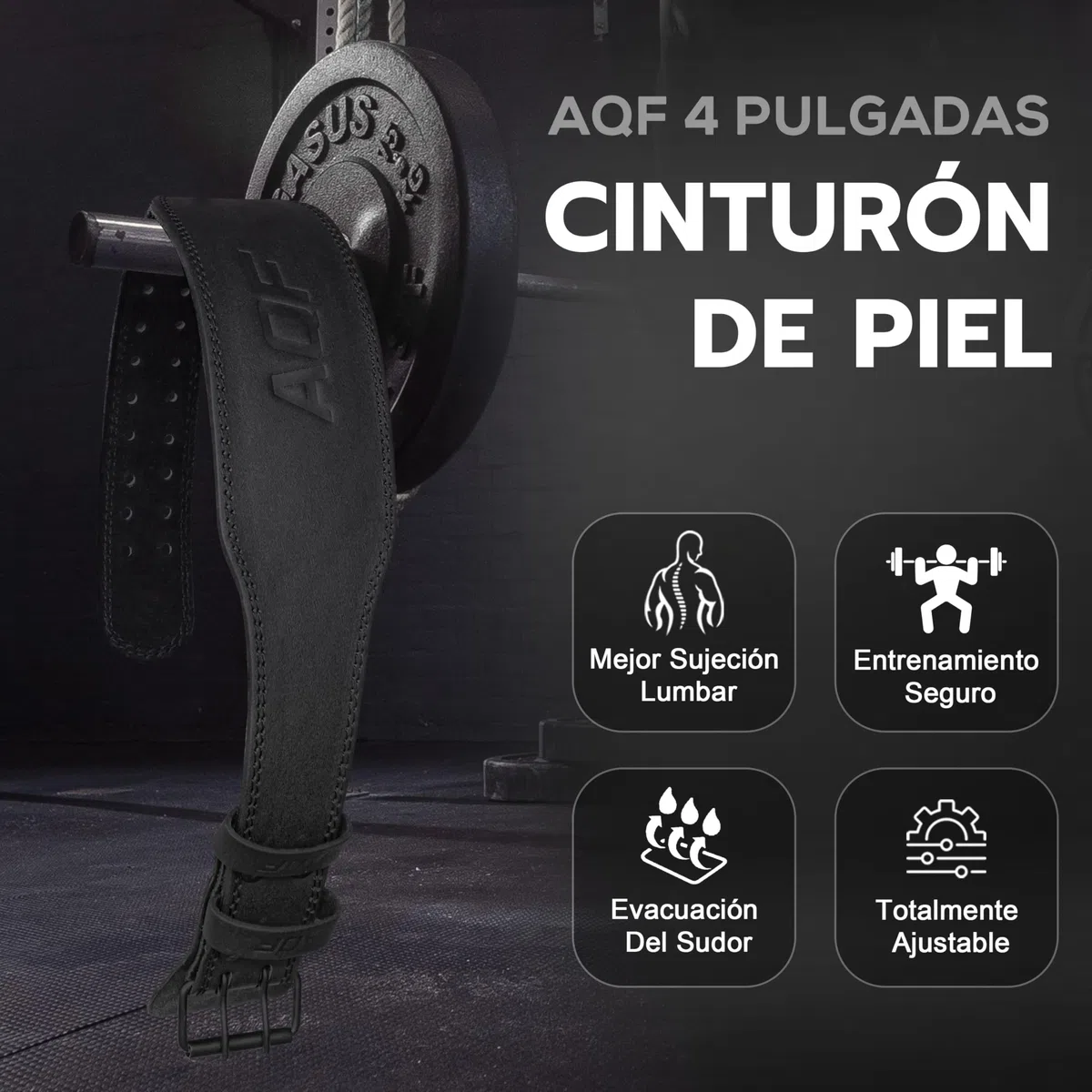 AQF Cinturon Lumbar Gimnasio, 4" 6" Amplio Cuero Acolchado Cinturón Gym, Powerlifting Belt Con Acero Rodillo Hebilla, Cinturon Halterofilia Para Levantamiento & Fitness