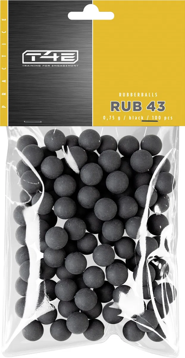 T4E RUB 43 - Bolas de paintball (calibre 43, 0,75 g, 100 unidades), color negro