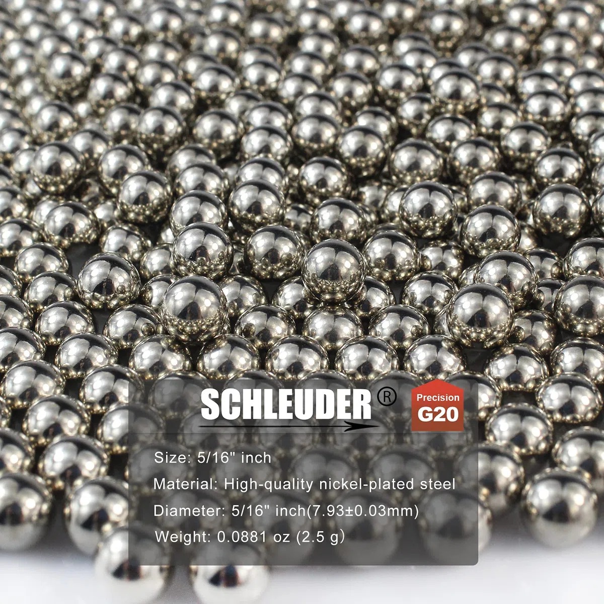 Tirachinas Bolas de Acero Munición,8mm 382pcs Antióxido Niquelado Bolas de Acero al Carbono, para Tiro Catapulta de Caza Potente