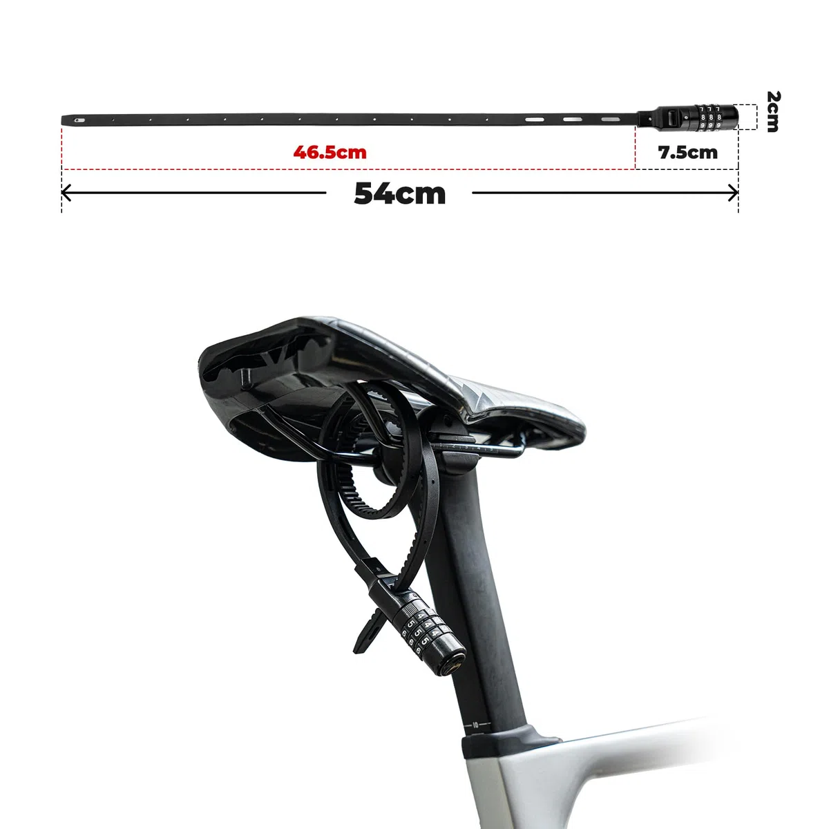 ROCKBROS Candado de Combinación con 3 Dígitos para Casco Moto, Candado de Cable Pequeño y Portátil para Bicicletas Cochecitos Maletas, 54 cm Negro