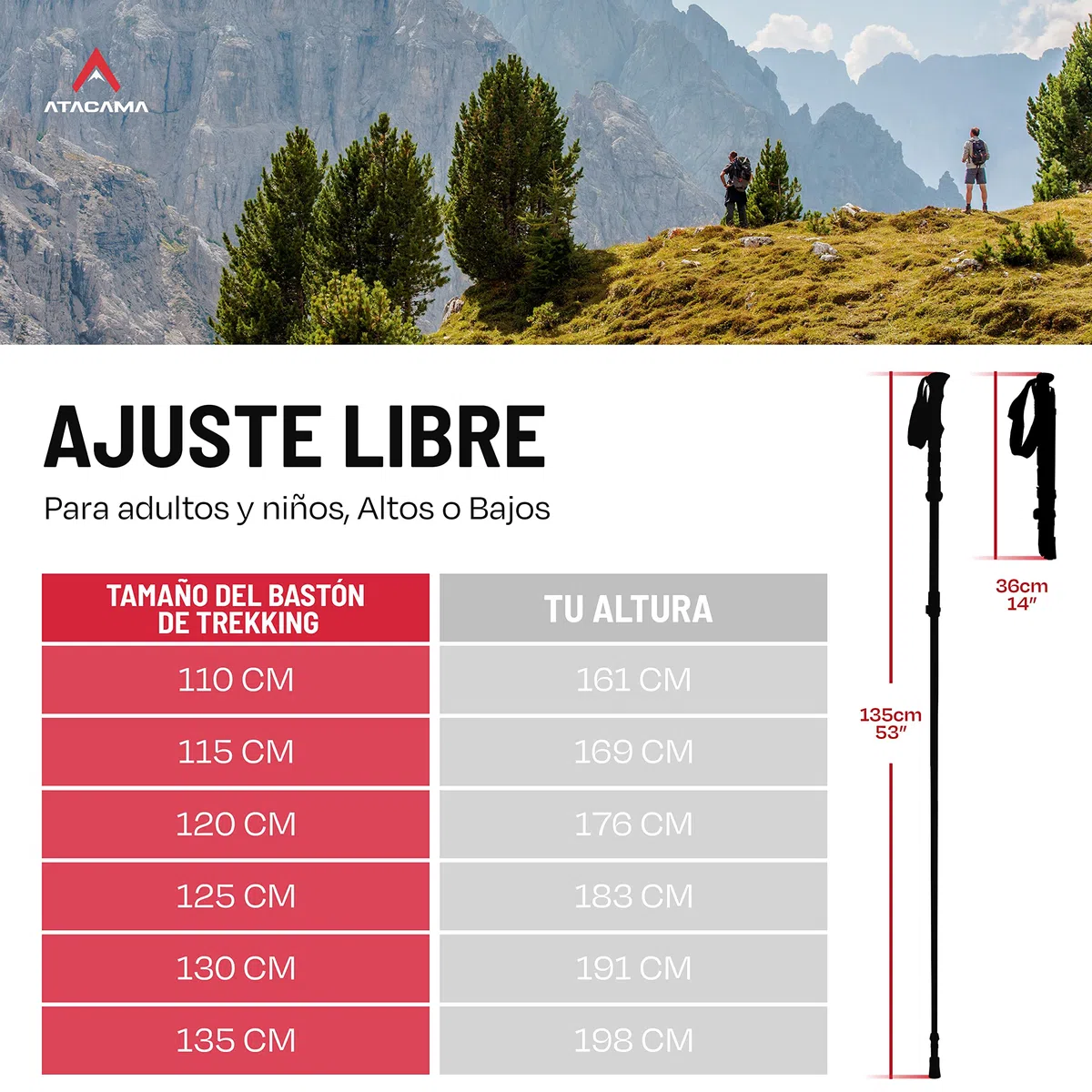 Atacama Bastones de Senderismo telescópicos, de Carbono 3K y Aluminio 7075, con Mango de Corcho, para Hombre y Mujer, Ajustables, fácilmente Extensibles