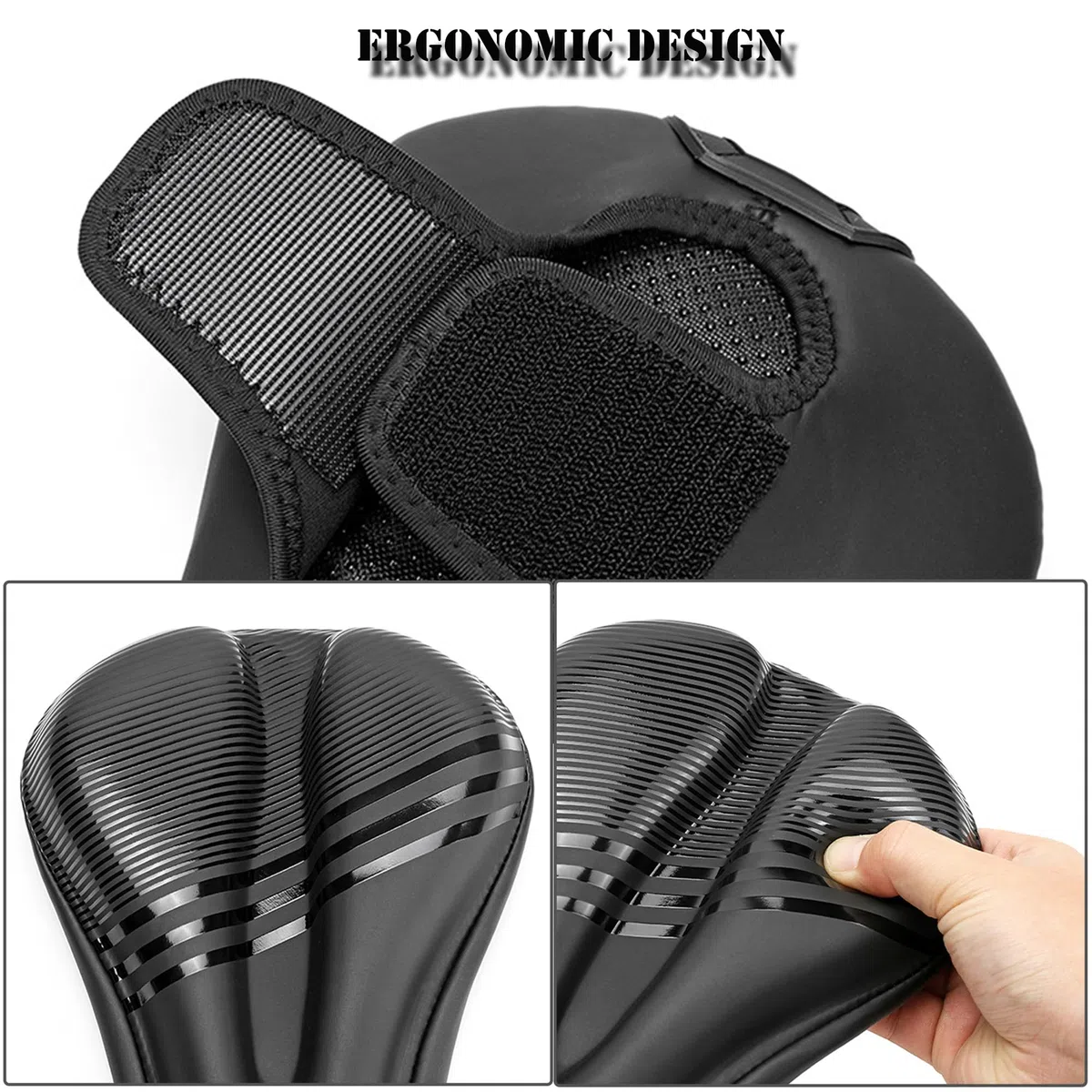 Funda Sillin Bicicleta Gel,Funda para Asiento de Bicicleta,con Funda Impermeable,Superficie de PU Mejorada,para Sillín Estrecho de, Apto para BMX,MTB y Carretera