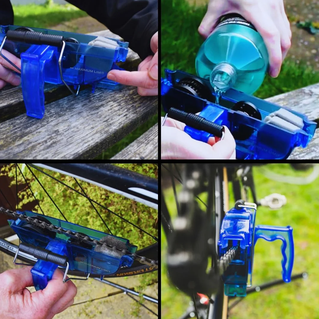 VeloChampion Herramienta de Limpieza de Cadena de Bicicleta – Limpiador de Eficiente – Herramienta Ideal para el Mantenimiento de la Cadena – Fácil de Usar para Todas las Bici (1, Azul)