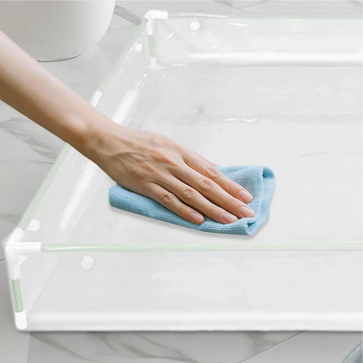 Base de ducha portátil - Bandeja de PVC plegable ďe 31,5 pulgadas, plato đe ducha para camping | Cuenca d́e agua transparente con drenaje, cordón grueso, bandeja d̄e baño compacta para RV, tienda dé c