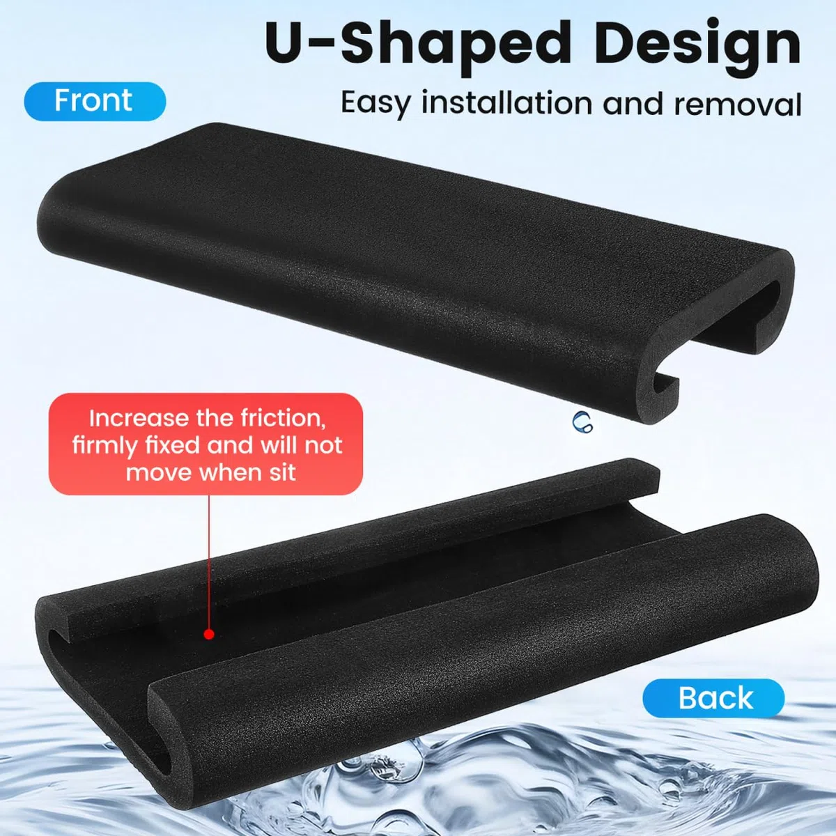 CojíN De Entrenamiento Para Asiento De Barco De DragóN Eva Antideslizante Y Transpirable Para Kayak Y Canoas 12.8X6.1X2 Pulgadas Negro