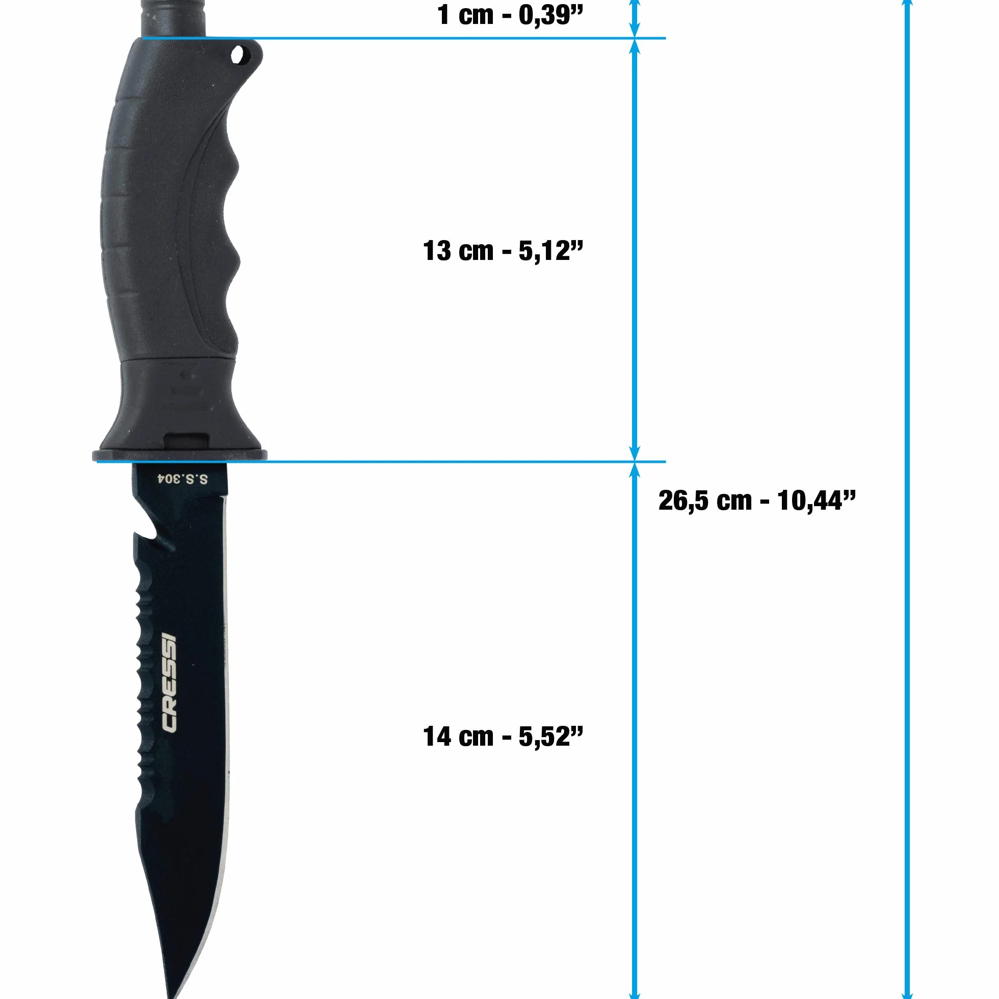 Cressi Borg Knife Cuchillo de Buceo Unisex Adulto Hoja 26.5 cm