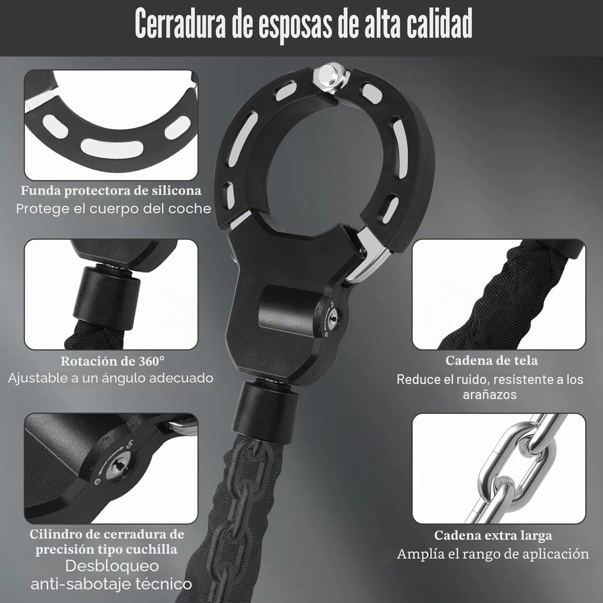 KOMABLEN Candado Patinete Electrico, Candado Bicicleta Antirrobo, Resistente Candado para Moto, Candado Esposas Bike Lock para Scooters, Bicicletas, Serrure à menottes pour scooter électrique