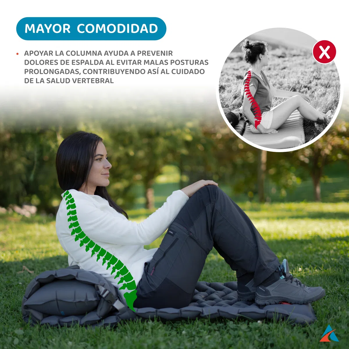 Esterilla Camping Convertible en Asiento - Colchoneta Autoinflable con Almohada - Colchoneta para Dormir