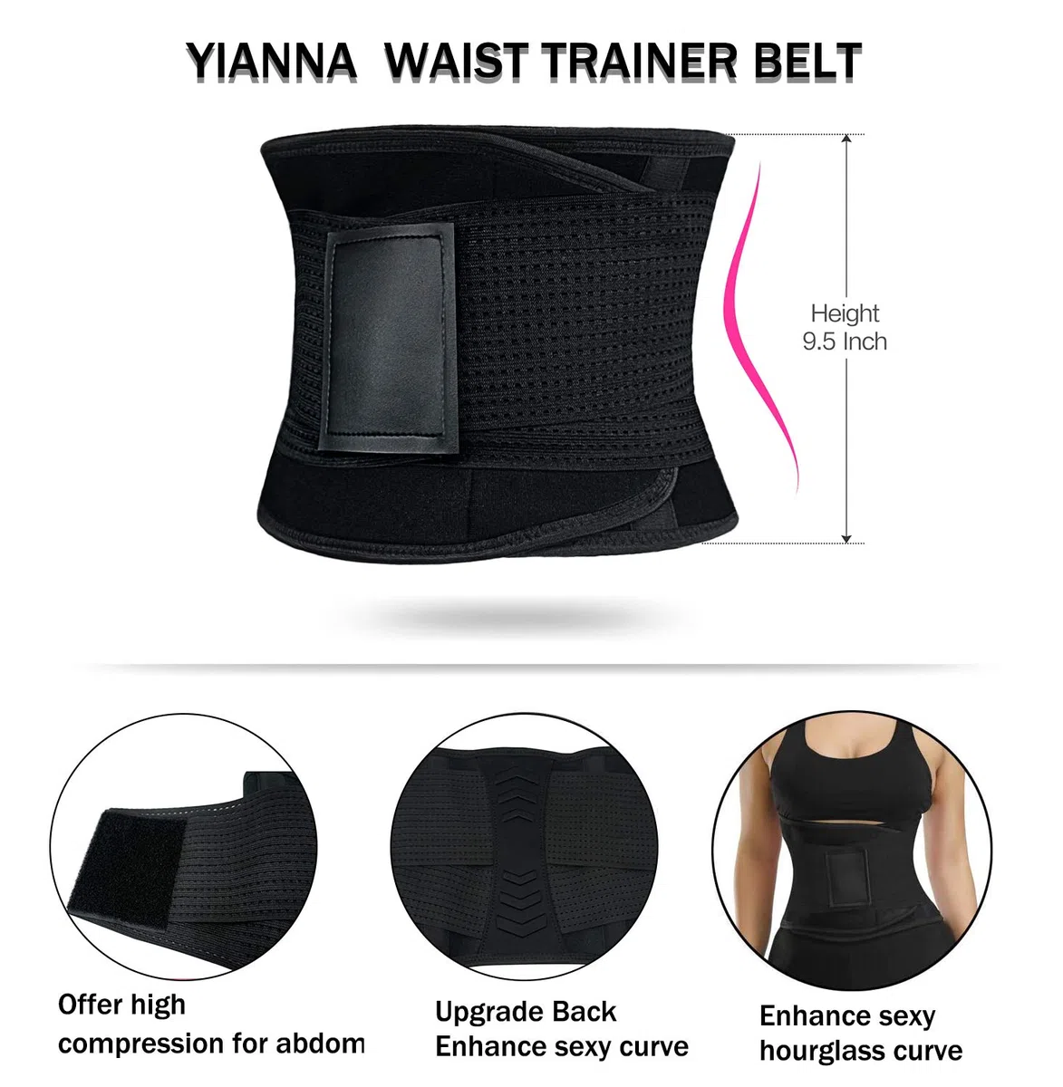 YIANNA Faja Reductora Mujer Abdominal Lumbar Fajas Reductoras Abdomen Adjustable para Deporte Fitness Postparto