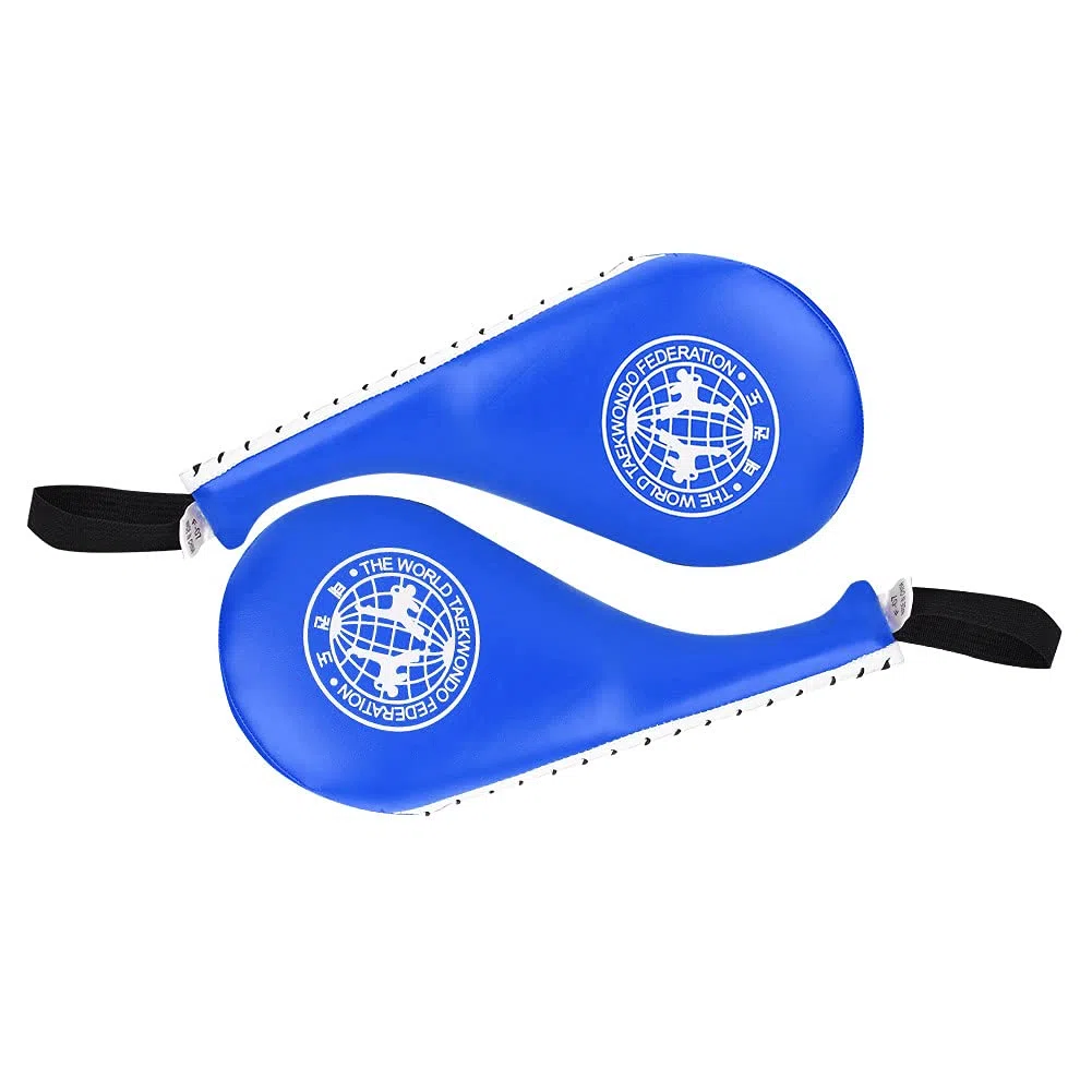 BORDSTRACT Taekwondo Kick Pads, Paquete De 2 De Cuero PU Y Acolchado De Esponja De Alta Densidad Kickboxing Striking Pad, Equipo De Entrenamiento para Karate, TKD, Artes Marciales, Dojo(Blue)