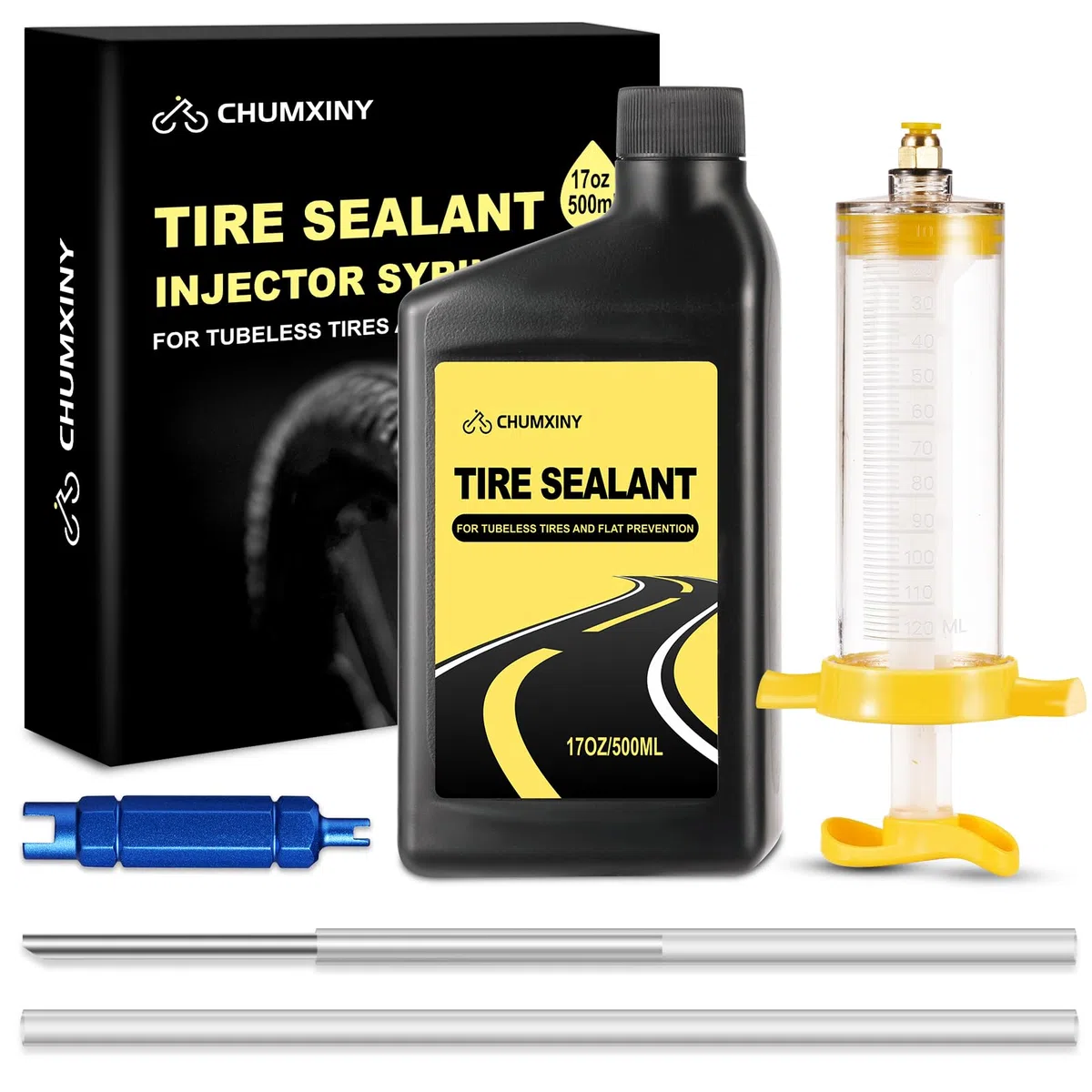 CHUMXINY Liquido Tubeless, Liquido Antipinchazos Bicicleta Sella RáPidamente Perforaciones de hasta 6,5 mm, Liquido Antipinchazos para NeumáTicos De Bicicleta MTB,Carretera