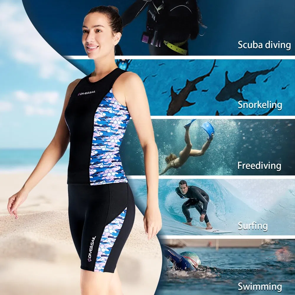 Pantalones de neopreno para mujer, pantalones cortos de neopreno de 2 mm, leggings térmicos de natación con cordón ajustable en la cintura para surf, buceo, kayak