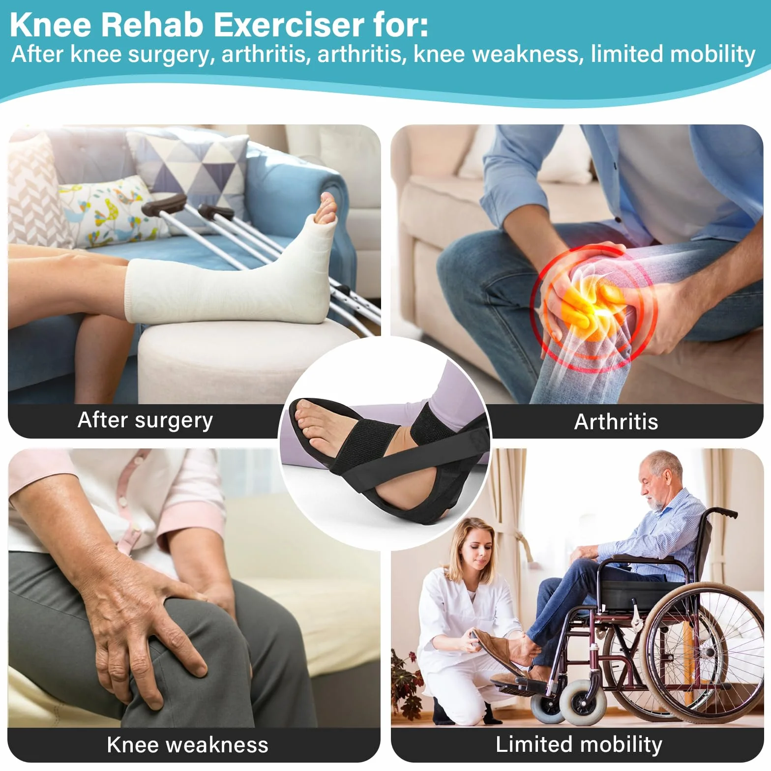 Ayudas para la recuperación de una prótesis de rodilla,Entrenador para cadera/rodilla para la recuperación postoperatoria,Correa de ejercicios para rodilla para aumentar el rango de movimient