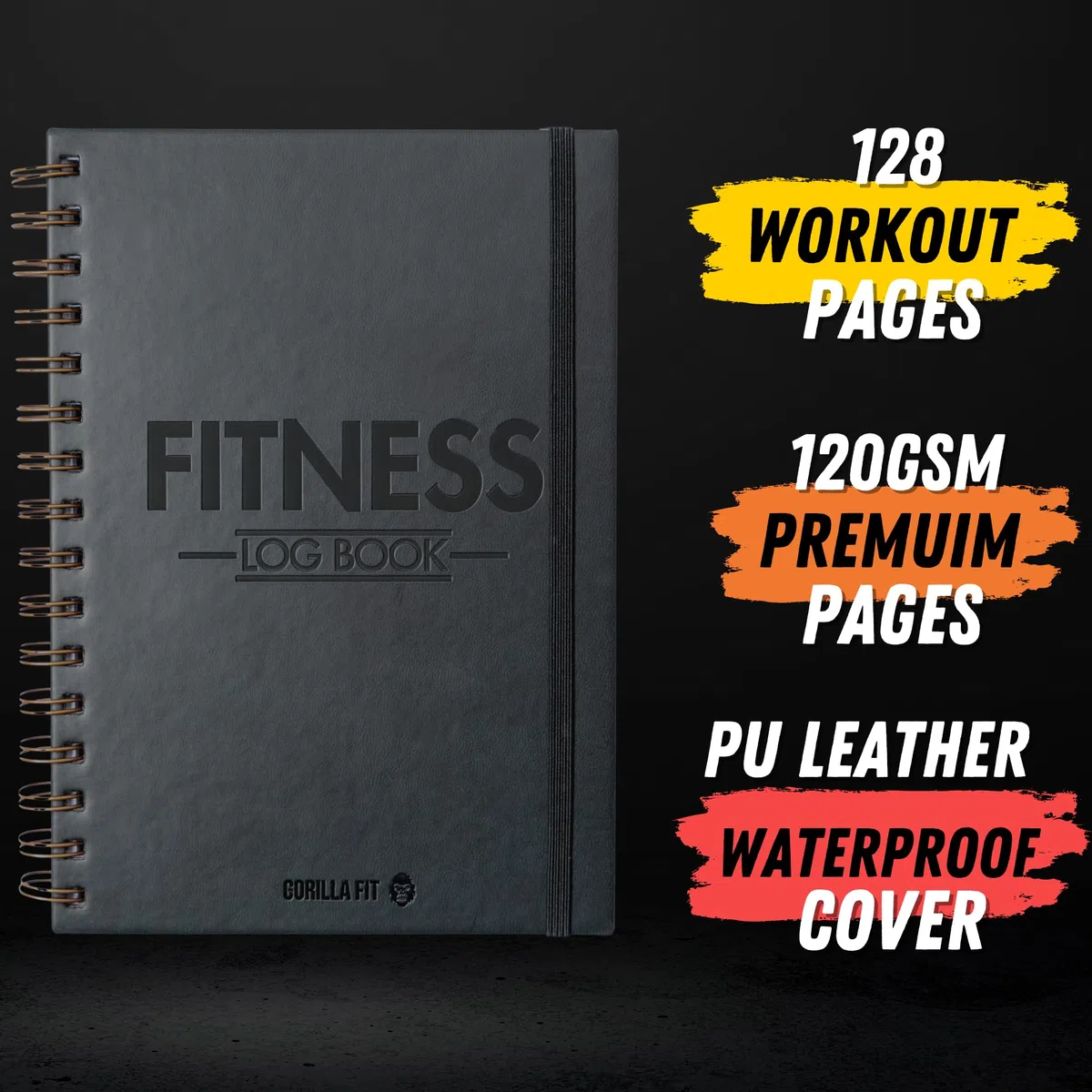 Cuaderno de registro de entrenamiento (cubierta premium) para seguimiento de gimnasio y establecimiento de objetivos, 140 páginas, páginas premium de 120 g/m², libro de registro de gimnasio y