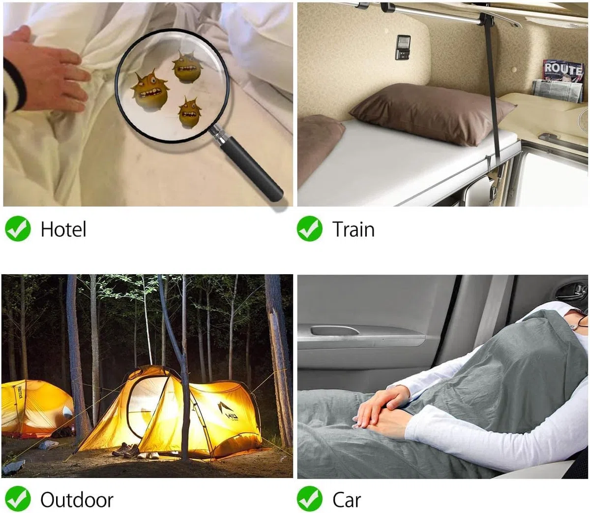 MYCARBON Forro para saco de dormir de viaje, 100% algodón, súper suave, 220 x 90 cm, sábana de viaje portátil y ligera para bolsa de cama de camping, albergues, entrenadores, picnic, trenes con