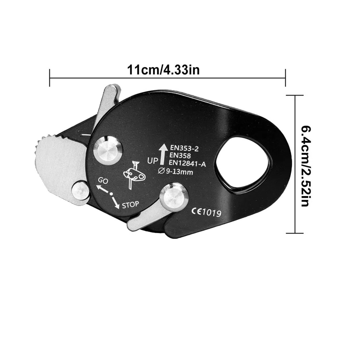 Seguridad con cuerdas – rescate en montaña | Abrazadera de cuerda de aluminio - dispositivo anticaídas que se puede abrir para escalada, protección contra caídas, cuidado de árboles, trabajos en altur
