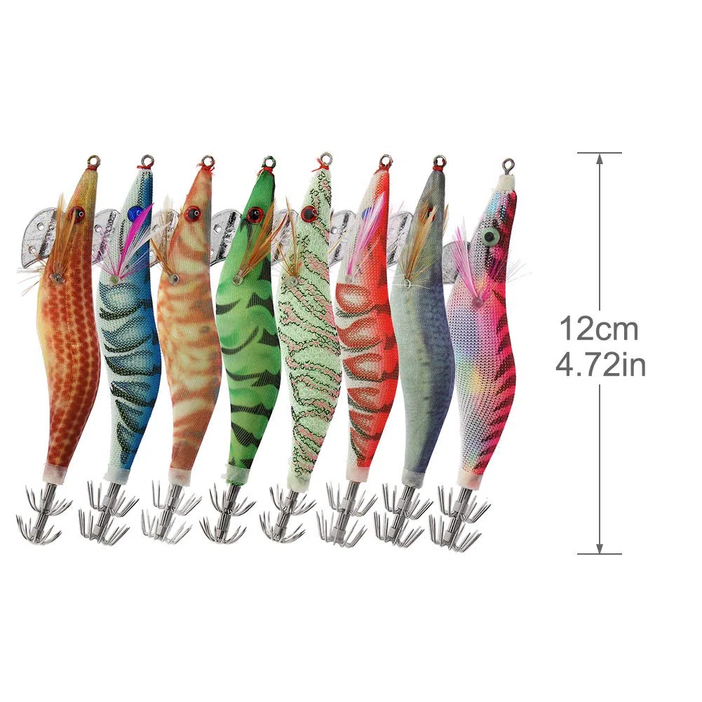Croch 8 Piezas Luminoso Pesca Camarones Señuelo Cebo de Calamar para Sepia Pulpo