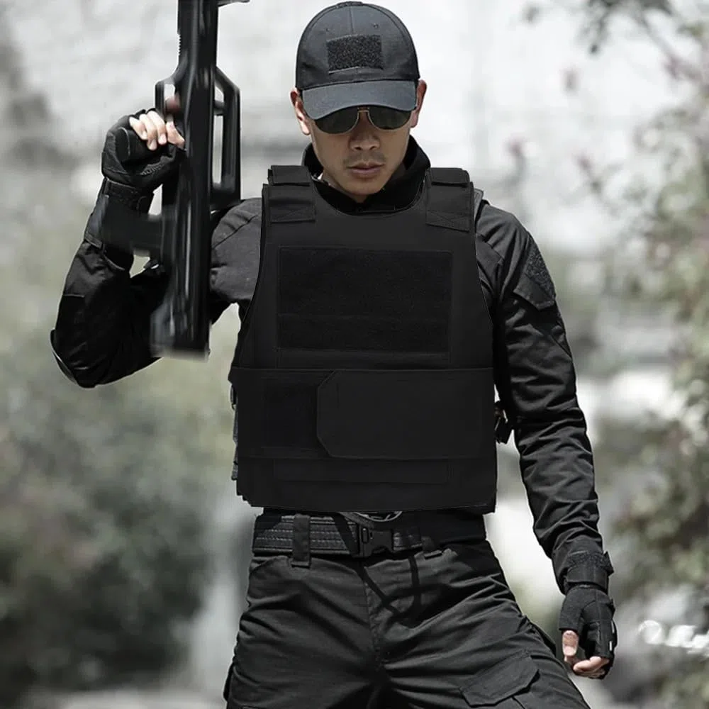 Chaleco Táctico Ajustable Chaleco de Combate Transpirable Chaleco Protector para Caza Senderismo Airsoft Paintball CS para Adultos