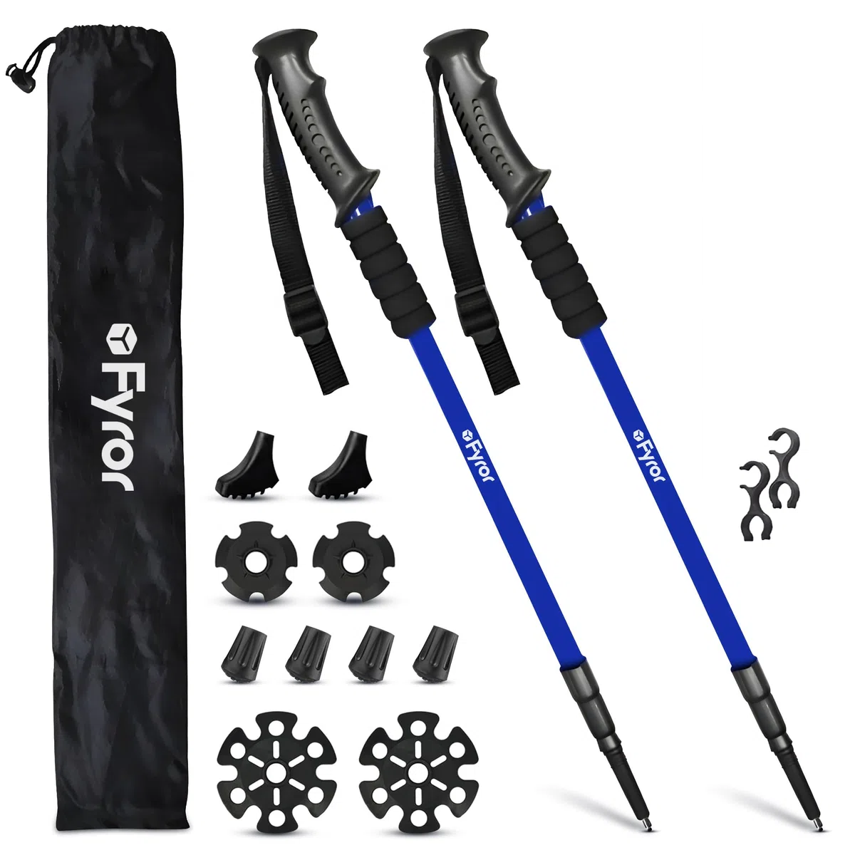 2 Pcs Bastones Trekking Telescopicos 62-135cm con Sistema Anti-Shock. Incluye Bolsa y Accesorios. Palos Senderismo, Ideales para el Camino de Santiago. Bastones Trail Running.