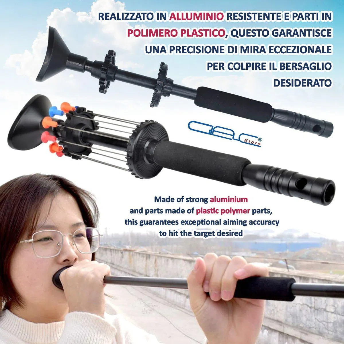 Cerbottana profesional deportiva 30, 24, 18, 12 pulgadas, de aluminio resistente y resina, ligera, con porta dardos y 10 dardos incluidos