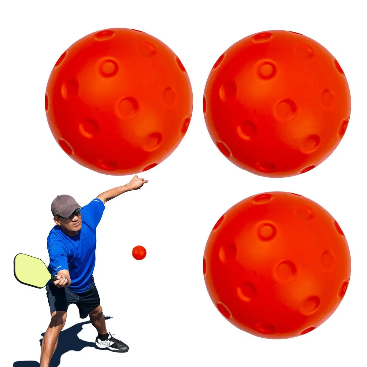 Genérico 3 Pack Foam Pickleballs, Quiet Pickleball Balls, 74mm,Quite Warm Up,High-Visibility, Soft,Lightweight,74mm Sports Ball Accessories,for Yards Lawns Gyms