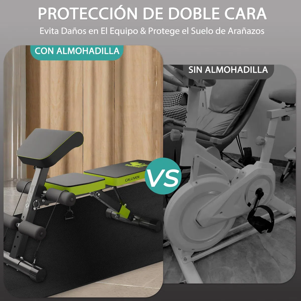 6 mm PVC Esterilla Cintas de Correr, Alfombrilla Protectora de Suelo para Aparatos de Fitness, para Bancos de Pesas/Elípticas/Bicicletas Estáticas,Yoga Antideslizante (28 * 70cm 2pcs)