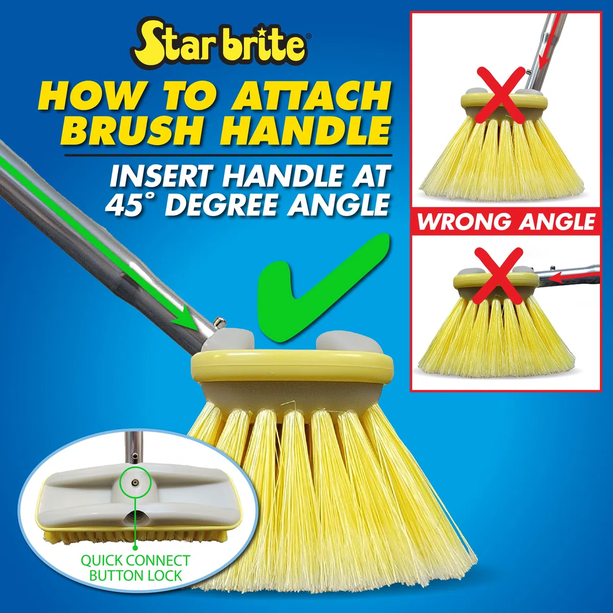 Star Brite Deluxe Cabezal de Cepillo Medio de 20 cm con Protector - Conexiones Dobles Adecuadas para Todos los Mangos Extend-A-Brush