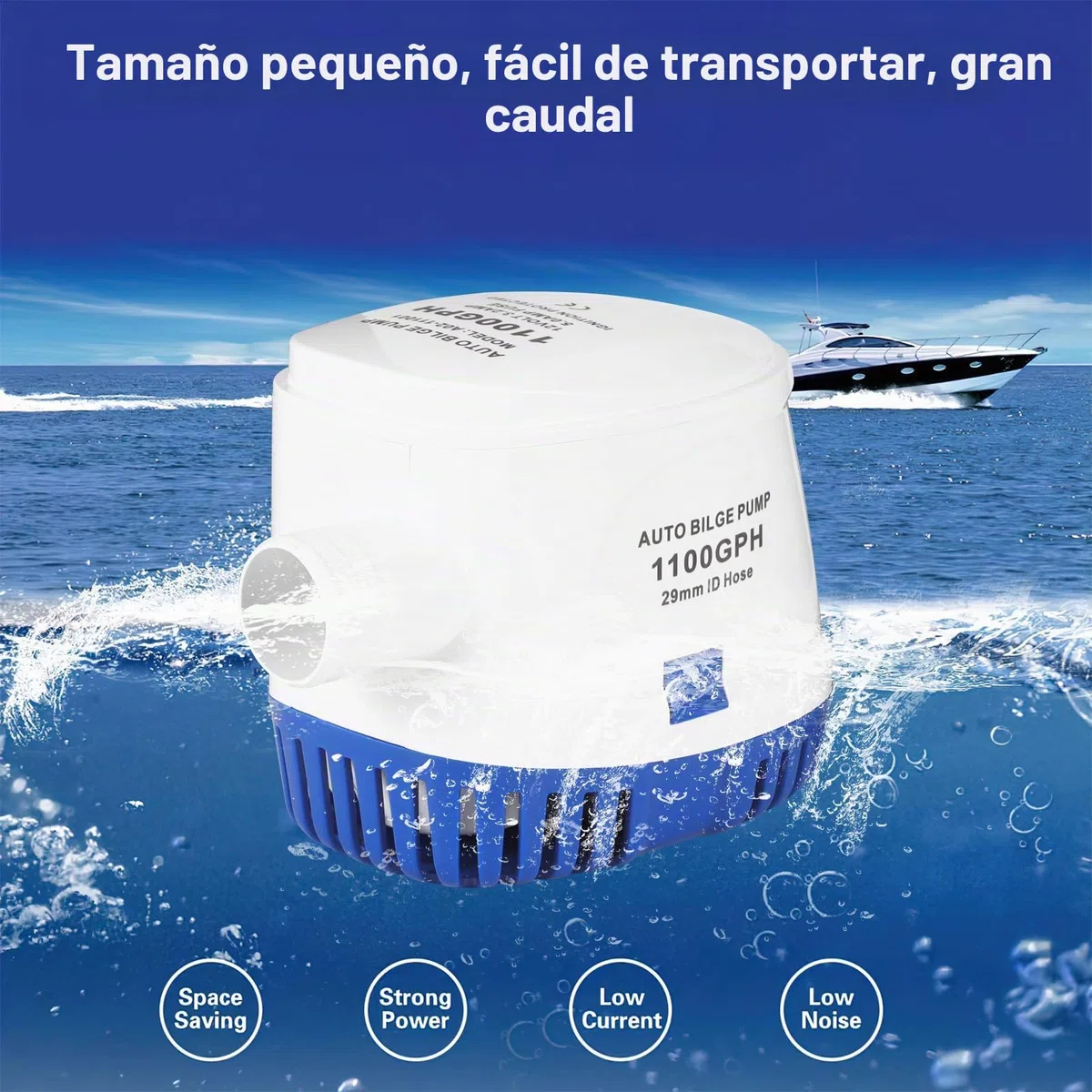 OurLeeme Bombas de Achique, 12V 1100GPH Automática Bomba de Agua y de Líquido Bomba para Sumergible Auto Barcos Estanques Piscinas