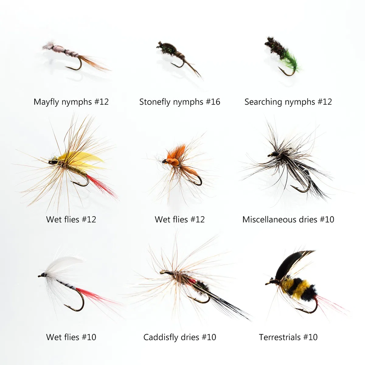 BASSDASH Kit de Moscas de Pesca con Mosca, Surtido de Moscas, Pesca de lubina con Caja de Moscas, 36/64/72/76/80/96 Piezas con Moscas secas/húmedas, ninfas, serpentinas, Popper