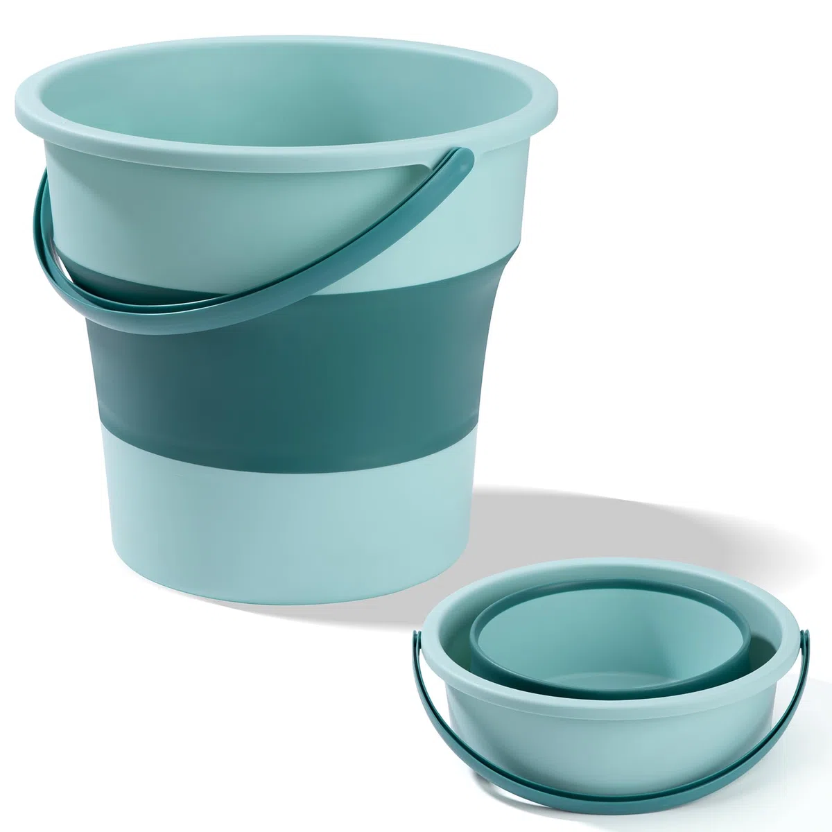 Barreño Plegable Colada Cubo Plegable Camping Portabilidad Cubo de Agua para Limpieza y Automóviles Cubo De Silicona Portátil para Baño Cocina Viaje 16.8L Verde