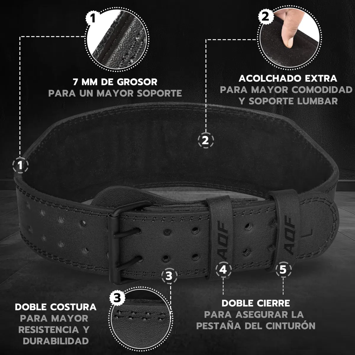 AQF Cinturon Lumbar Gimnasio, 4" 6" Amplio Cuero Acolchado Cinturón Gym, Powerlifting Belt Con Acero Rodillo Hebilla, Cinturon Halterofilia Para Levantamiento & Fitness