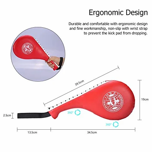 Almohadillae Taekwondo,1 Par Pad Target PU Patada de Taekwondo Duradero Entrenamiento de Almohadilla de Patada de Taekwondo de Boxeo de Artes Marciales (Rojo)