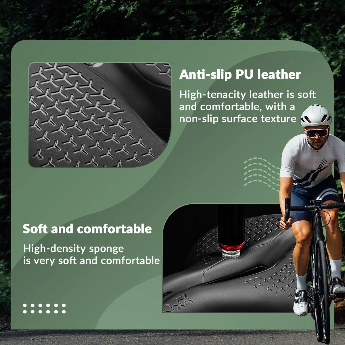 ROCKBROS Sillín Bicicleta Cómodo MTB Asiento Ergonómico Transpirable Hombre Mujer Sillín Bici para Ciclismo Bicicleta Montaña Carretera E-Bike