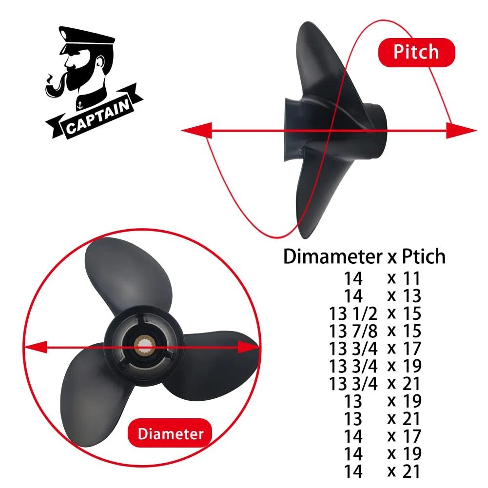 Boatman Hélice Fuera de borda para Suzuki 70-140 HP Prop de Motor de Barco de Aluminio, 15 Spline Tooth 3 Blade, RH