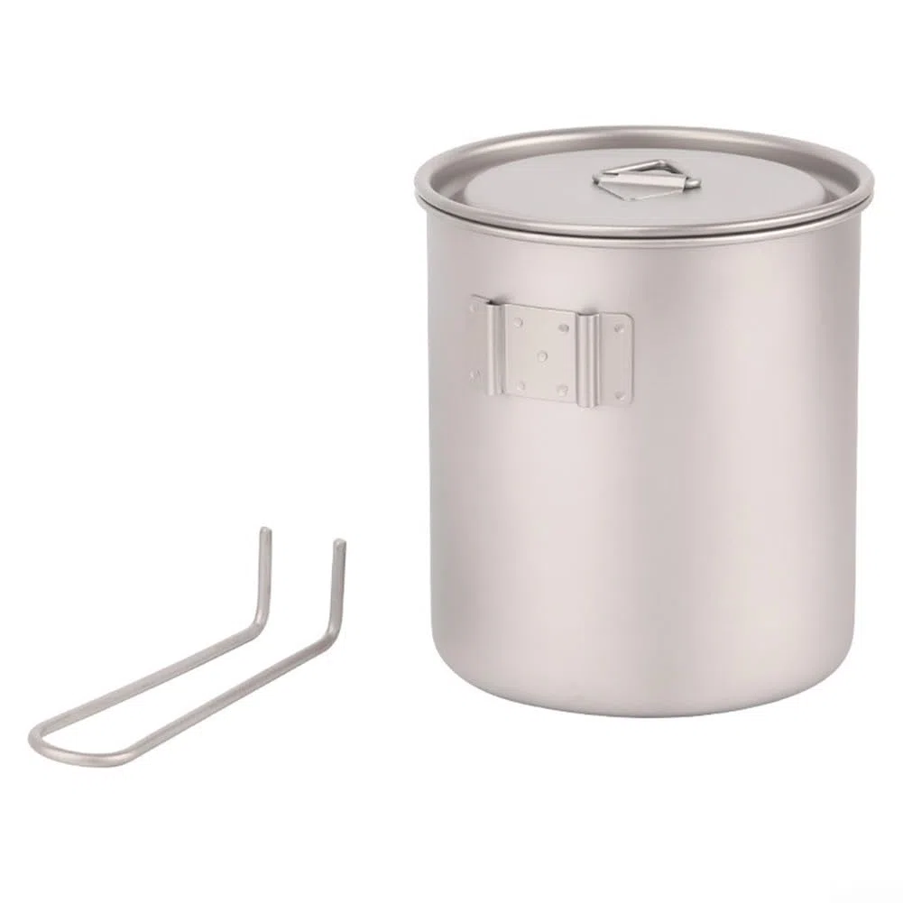 Tiartisan - Olla ultraligera de titanio para exteriores con tapa de 550 ml/750 ml, olla de cocina ligera para camping, senderismo, ahorro de espacio (750 ml)