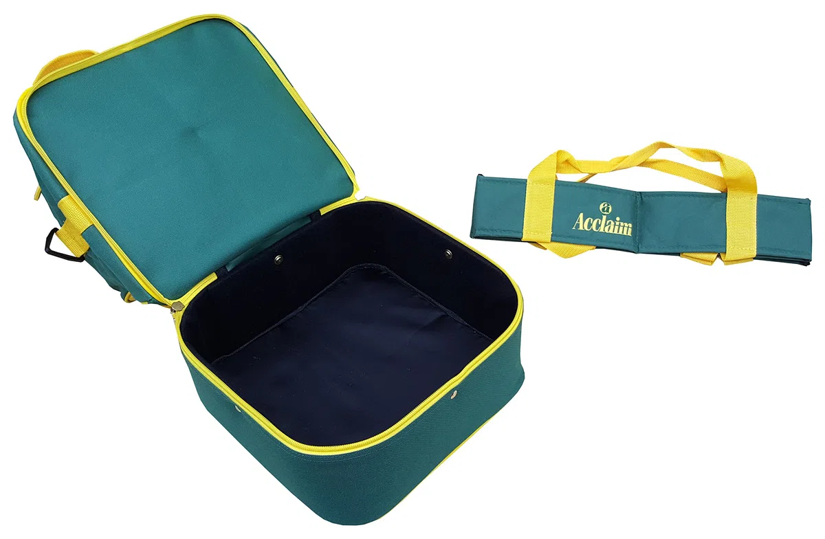 Acclaim Staple Nylon Cuatro niveles de césped plano verde alfombra corta taquilla Cuencos bolsa y portador de cuatro cuencos (botella verde/amarillo)