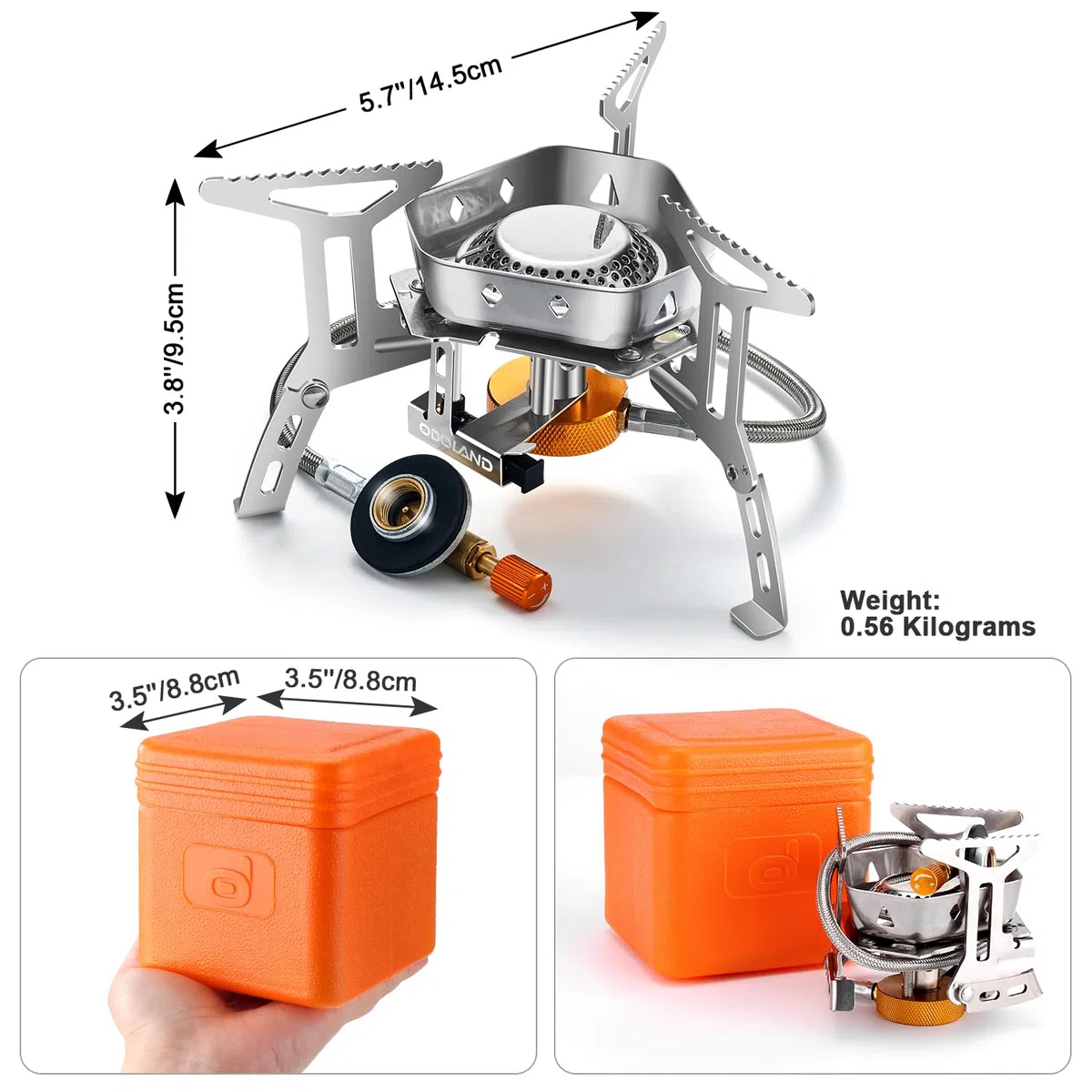 Odoland Hornillos Portátiles de Camping 3500 W, Mini Estufa Plegable de Acero con Encendido Piezoeléctrico, de Gas Ultraligera y Duradera para Picnic Mochilero Senderismo