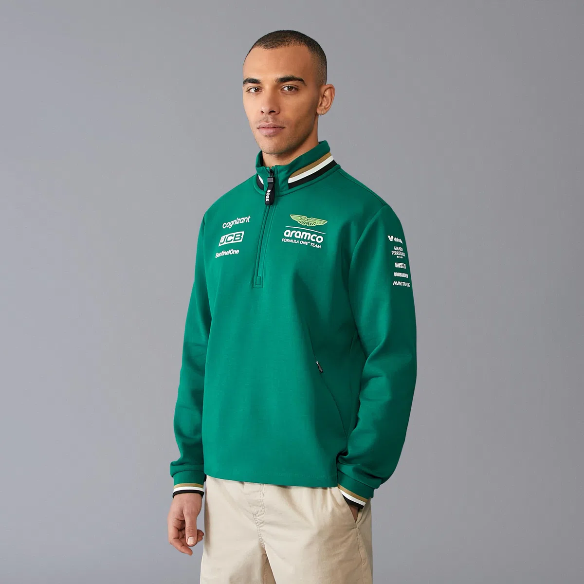 Aston Martin F1 Team 2024 1/4 Zip Hombre - Verde, S